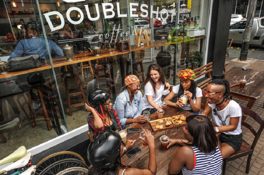 female hostel owners, people drinking at once hostel in joburg