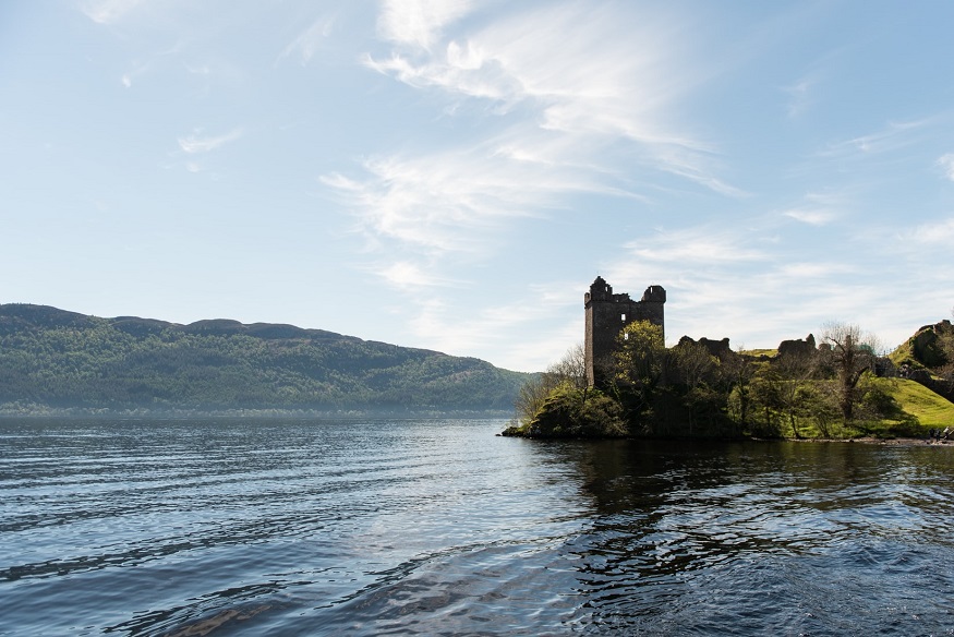 scotland road trip, loch ness with castle ruins